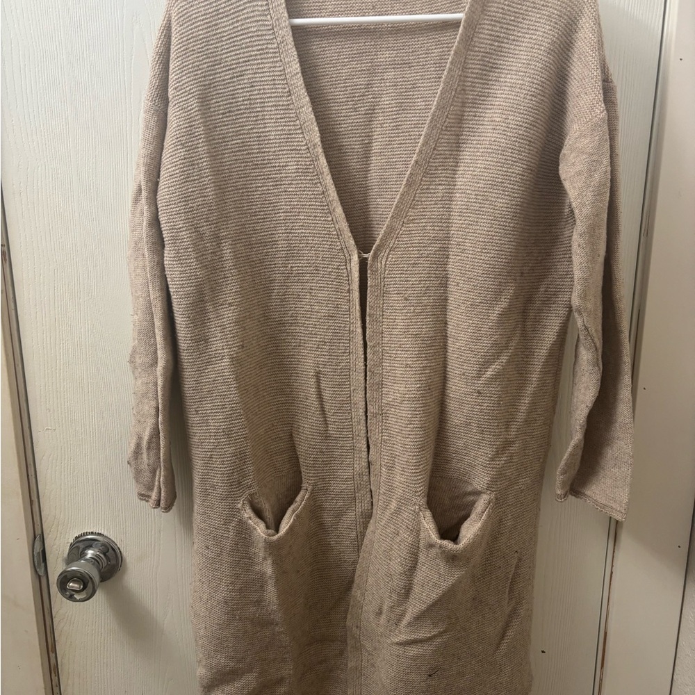White Crow Tan Women's Cardigan with Pockets